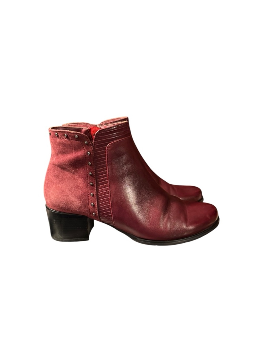 Womens Spring Step Kastania Red Leather Suede Ankle Boots 8 Side Zip